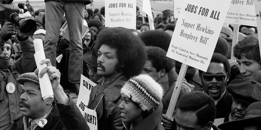 Jesse Jackson at a protest rally 1975