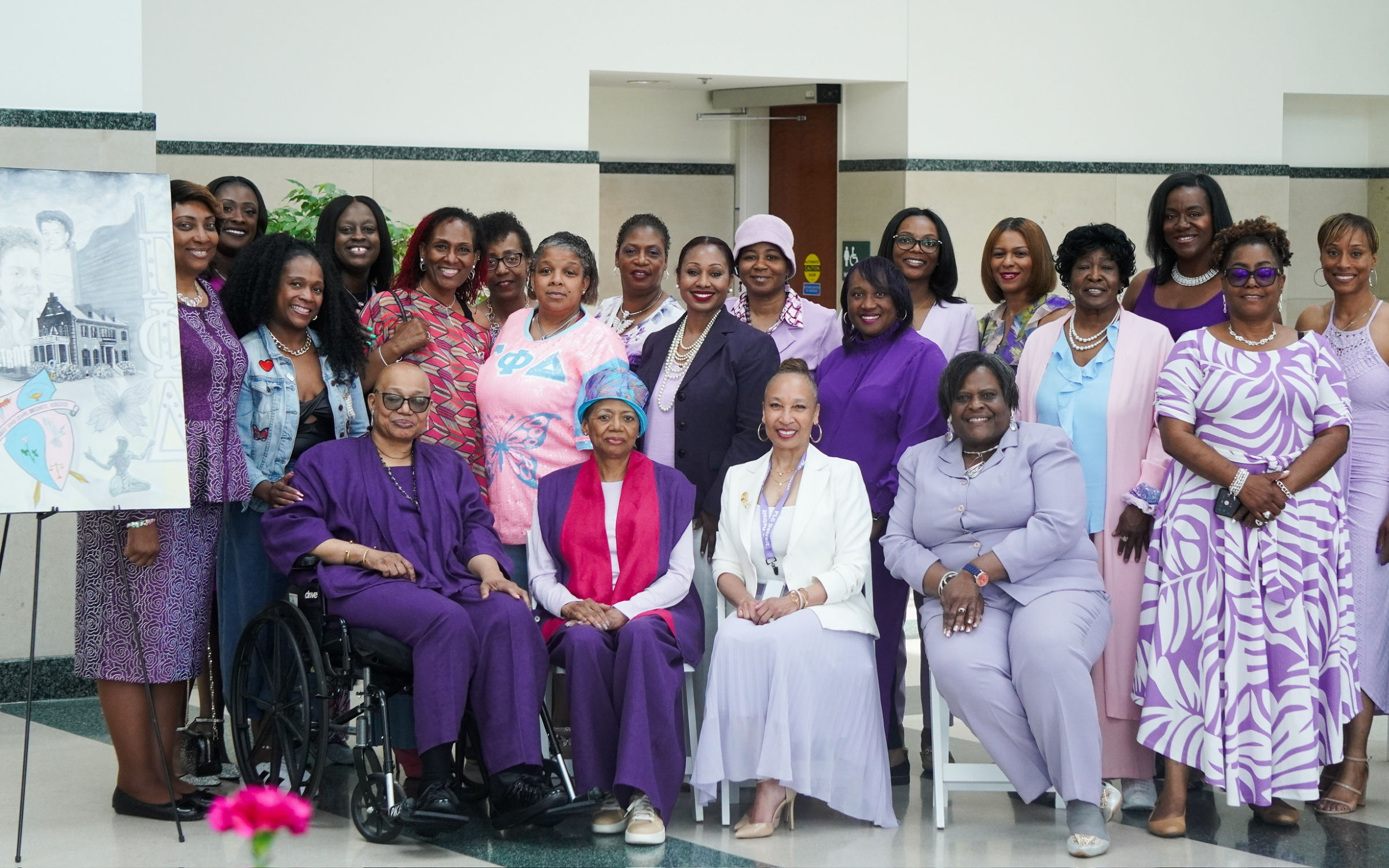 Members of Gamma Phi Delta Sorority attend Violet T. Lewis Day at Pensole Lewis College Detroit