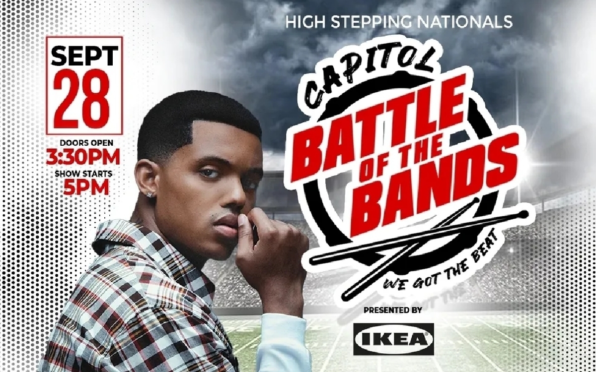 Capitol City Battle of the Bands graphic with a  picture of host Jabari Banks