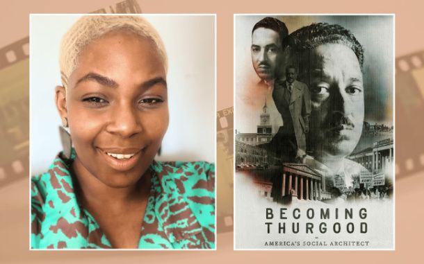 Intro image of Becoming Thurgood director,  Alexis Aggrey for WABE FM Interview